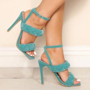 Fashion Nova Velour Braided Heeled  Sandals